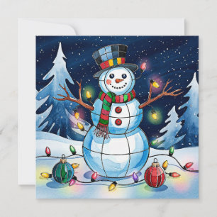 Festiva Tarjeta de felicitación de vacaciones de Snowman