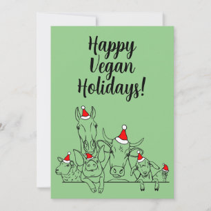 Festiva Tarjeta de Felicitación de Vacaciones Veganas
