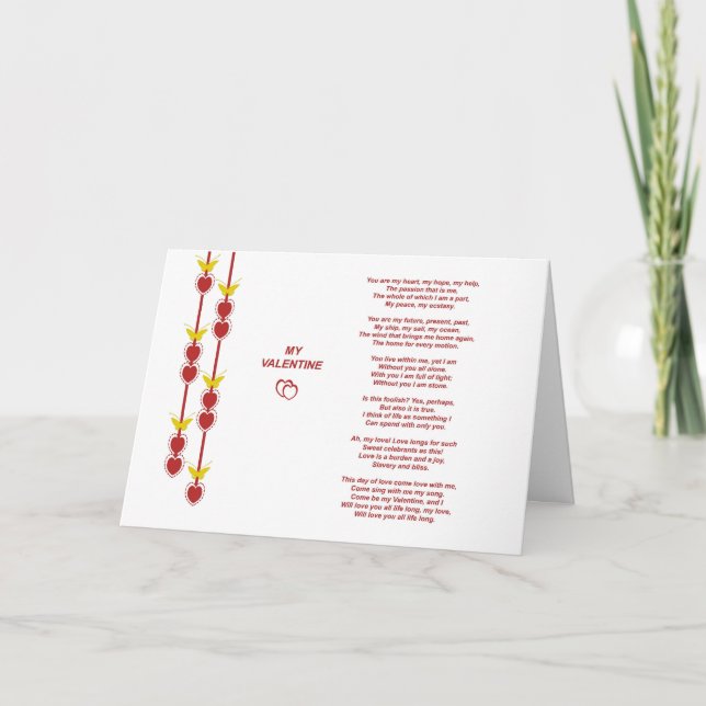 Festiva Tarjeta de felicitación de Valentine Poem (Anverso)