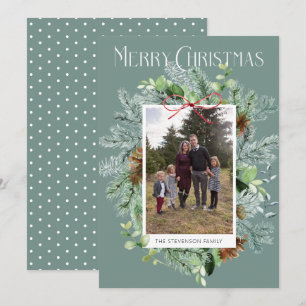 Festiva Tarjeta de felicitación de verde para Navidades de