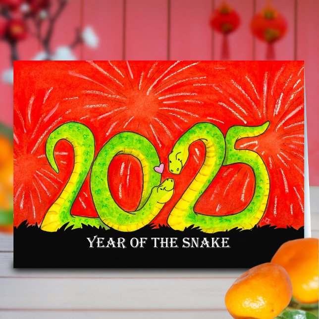 Festiva Tarjeta de felicitación de Year of the Snake 2025 (Subido por el creador)