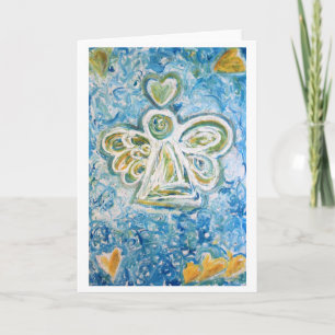 Festiva Tarjeta de felicitación del Ángel Azul de Oro