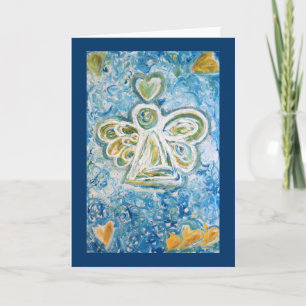 Festiva Tarjeta de felicitación del Ángel Azul de Oro