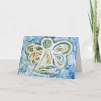 Tarjeta de felicitación del Ángel Azul Dorado