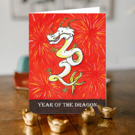 Festiva tarjeta de felicitación del Año del Dragón 2024