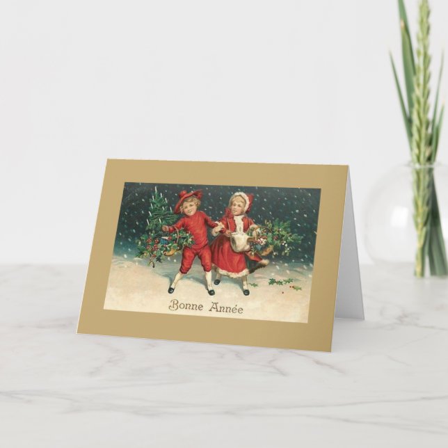 Festiva Tarjeta de felicitación del Año Nuevo de Bonne (Anverso)