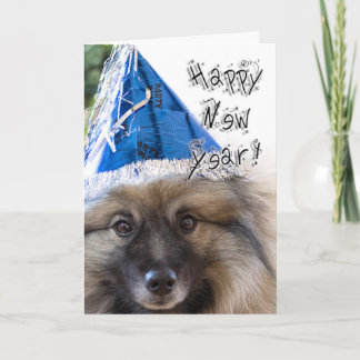 Festiva Tarjeta de felicitación del Año Nuevo del Keeshond
