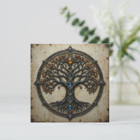 Tarjeta de felicitación del árbol celta de descarg