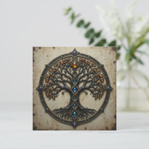 Festiva Tarjeta de felicitación del árbol celta de descarg
