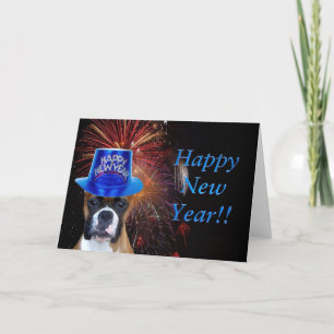 Festiva Tarjeta de felicitación del boxeador de la Feliz