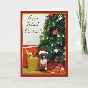 Festiva Tarjeta de felicitación del boxeador de Navidades 