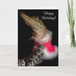 Festiva Tarjeta de Felicitación del Caimán con su Vestido 