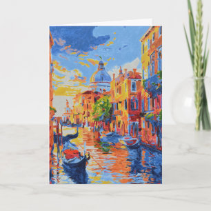 Festiva Tarjeta de felicitación del Canal Veneciano al ata