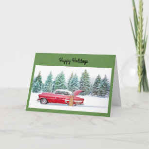 Festiva Tarjeta de felicitación del coche del vintage del