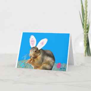 Festiva Tarjeta de felicitación del conejo de rabo blanco