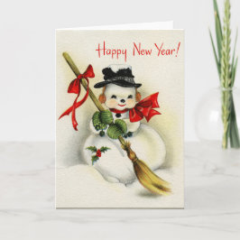 Festiva Tarjeta de felicitación del muñeco de nieve de la