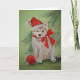 Festiva Tarjeta de felicitación del perrito de lobo de