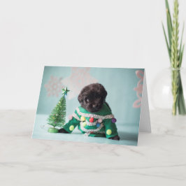 Festiva Tarjeta de felicitación del perrito del duende