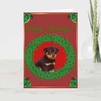 Festiva Tarjeta de felicitación del Rottweiler de vacacion