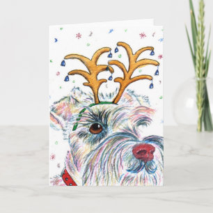 Festiva Tarjeta de felicitación del Schnauzer de Santa