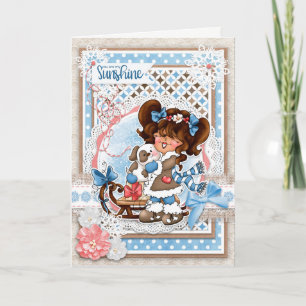 Festiva Tarjeta de felicitación Digi Doodles Winter Friend