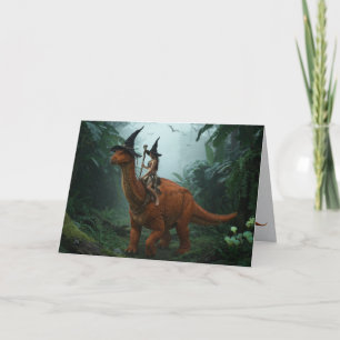 Festiva Tarjeta de Felicitación Divertida de Brontosaurus