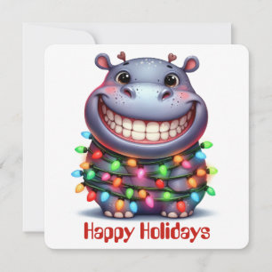 Festiva Tarjeta de Felicitación Divertida de Hipopótamo pa