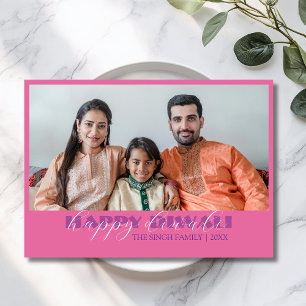 Festiva Tarjeta de felicitación Diwali feliz con foto mode