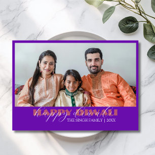 Festiva Tarjeta de felicitación Diwali moderna de color pú