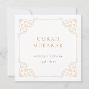 Festiva Tarjeta de felicitación dorada Vintage Umrah Mubar
