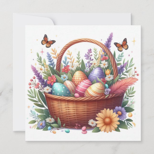 Festiva Tarjeta de felicitación Easter Basket Easter (Anverso)