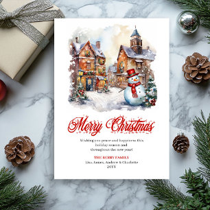 Festiva Tarjeta de felicitación editable escena invernal c