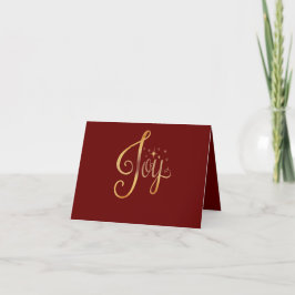 Festiva Tarjeta de Felicitación Elegante Nombre Rojo Dorad