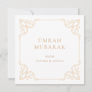 Festiva Tarjeta de felicitación elegante Umrah Mubarak con