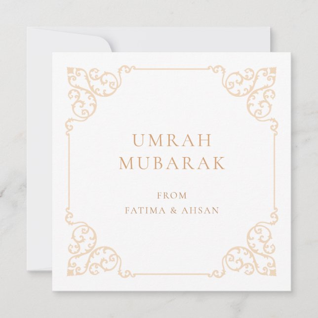 Festiva Tarjeta de felicitación elegante Umrah Mubarak con (Anverso)