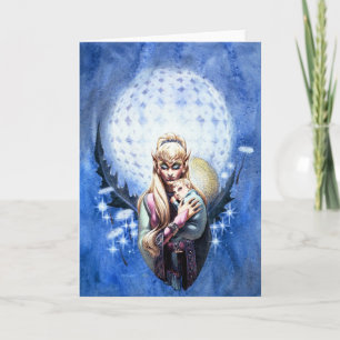 Festiva Tarjeta de felicitación Elf Madonna