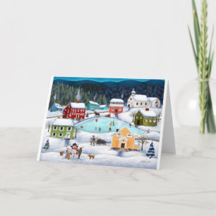 Festiva Tarjeta de felicitación en blanco de folk de invie