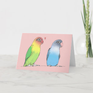 Festiva Tarjeta de felicitación en blanco de los Lovebirds