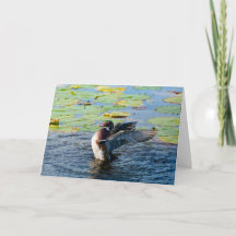 Tarjeta de felicitación en blanco de pato de mader