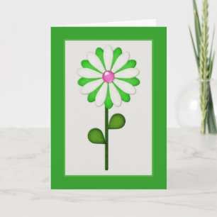 Festiva Tarjeta de felicitación en blanco Green Flower d2 