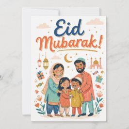 Festiva Tarjeta de felicitación familiar Eid Mubarak