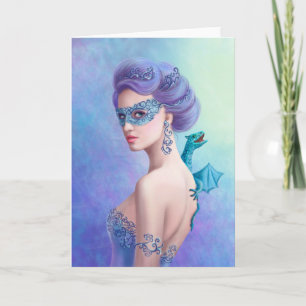 Festiva Tarjeta de felicitación Fantasía mujer de invierno