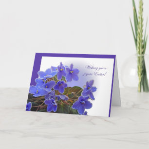 Festiva Tarjeta de felicitación feliz de Pascua - violetas