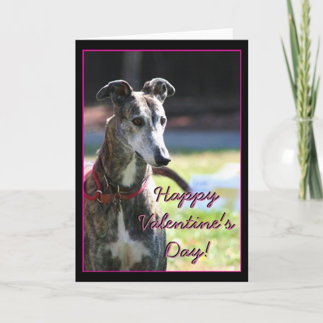 Festiva Tarjeta de felicitación feliz del galgo del el día (Anverso)