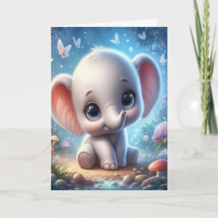 Festiva Tarjeta de felicitación Floral de Elefante Blanco 