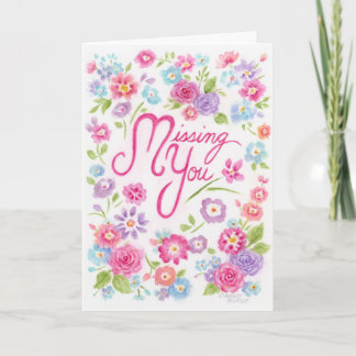 Festiva Tarjeta de felicitación floral de te extrañaré
