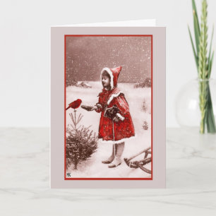 Festiva Tarjeta de felicitación francesa del cardenal rojo