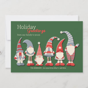 Festiva Tarjeta de felicitación Gnome Family Holiday