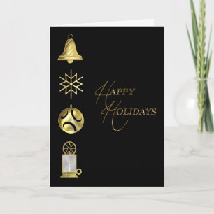Festiva Tarjeta de felicitación Gold Black Happy Holidays