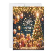 Tarjeta de felicitación Golden Glow New Year 2025